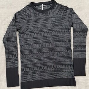 Lululemon Women's Size 10 Long Sleeve Top Gray Black